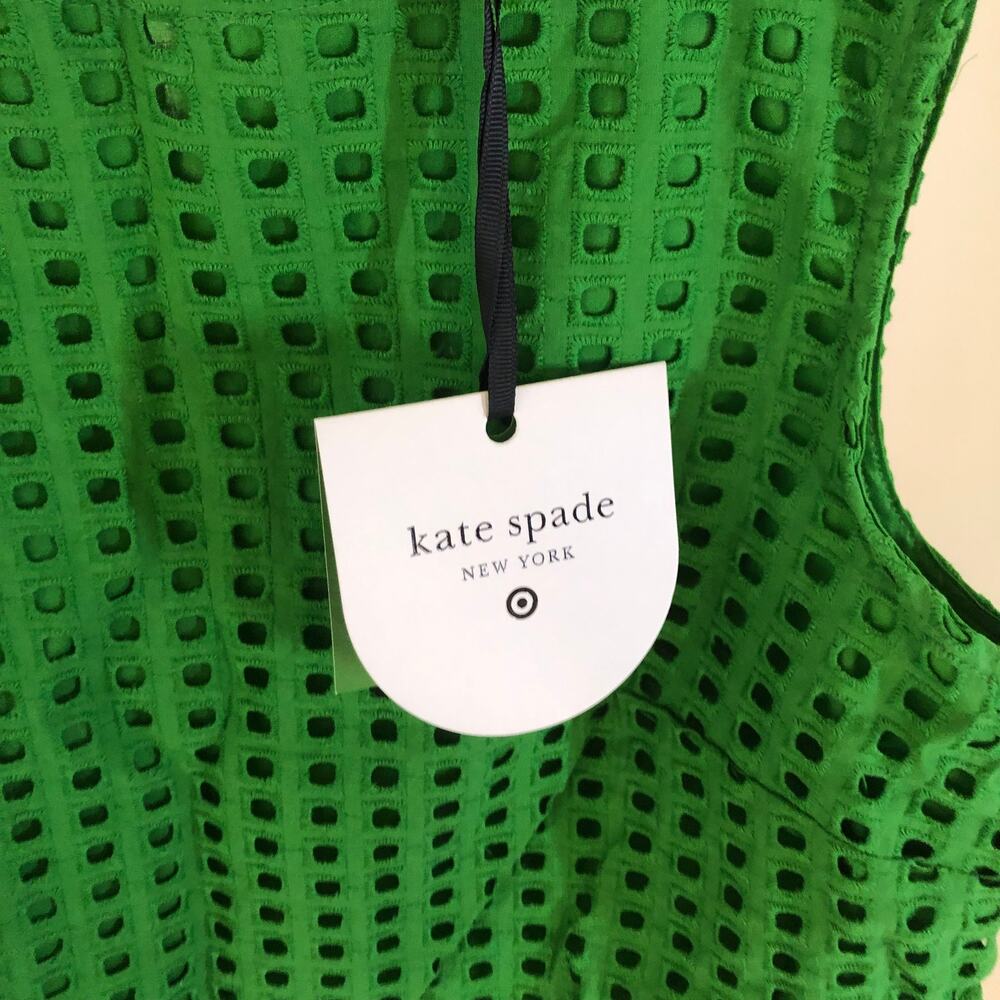 Kate Spade X Target NWT Green Boxy Eyelet Crop Top Size XS Broken Button Loop - Picture 7 of 15